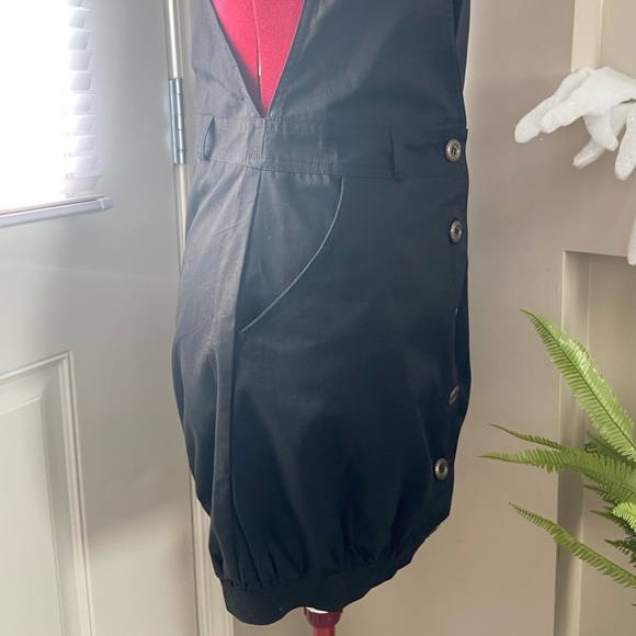 Etam women black cotton button down sleeveless overall tunic mini. Size S. NWT. - Picture 3 of 15